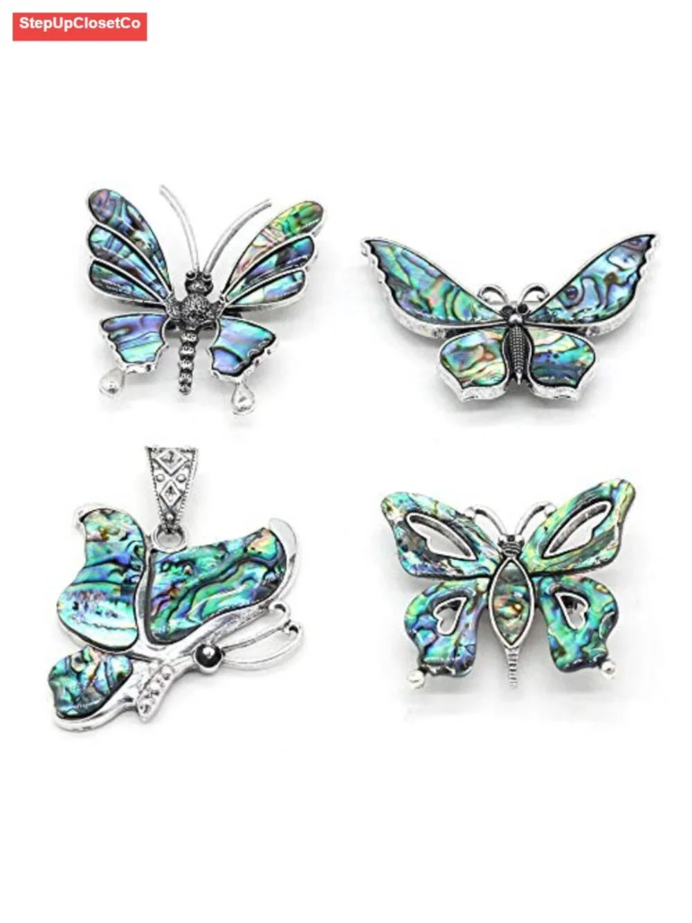 Natural Abalone Shell Pendant & Brooch Butterfly Seashell Charm DIY Jewelry